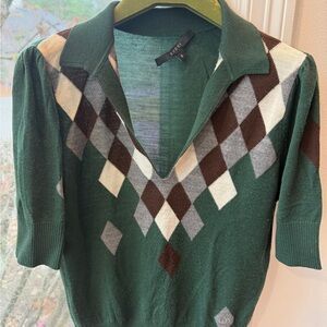 Gucci Argyle Knit Top – Size S – Forest Green
